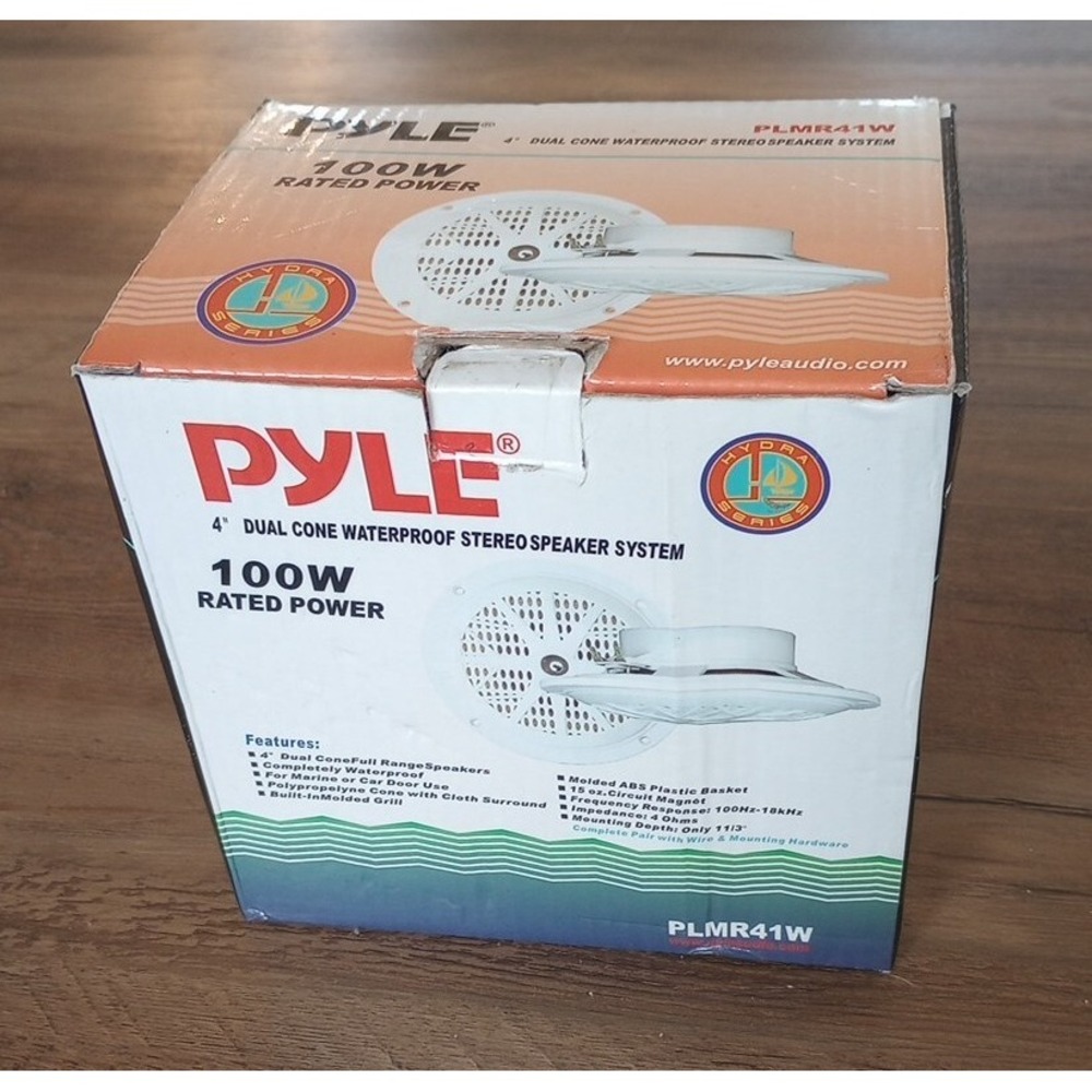 PYLE 4" Dual Cone Waterproof Stereo Speaker System 100W Rated Power PLMR41W NOB